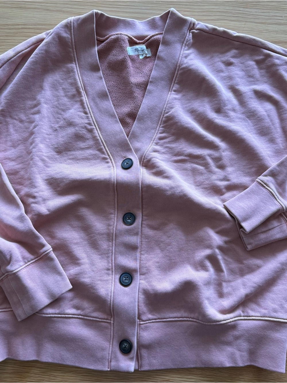 Madewell Dusty Pink V-Neck Button Cardigan